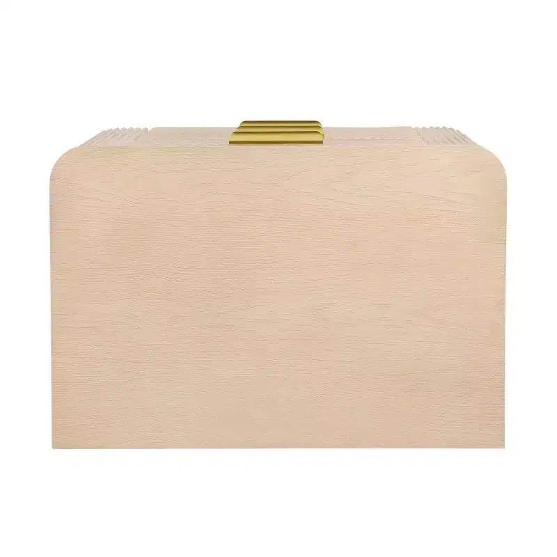 Table de chevet Whisen Modern à 3 tiroirs avec motif à rainures ondulées, pieds en forme de gourde et poignée dorée pour chambre à coucher