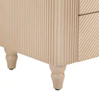 Table de chevet Whisen Modern à 3 tiroirs avec motif à rainures ondulées, pieds en forme de gourde et poignée dorée pour chambre à coucher