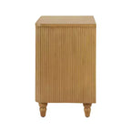 Table de chevet Whisen Modern à 3 tiroirs avec motif à rainures ondulées, pieds en forme de gourde et poignée dorée pour chambre à coucher