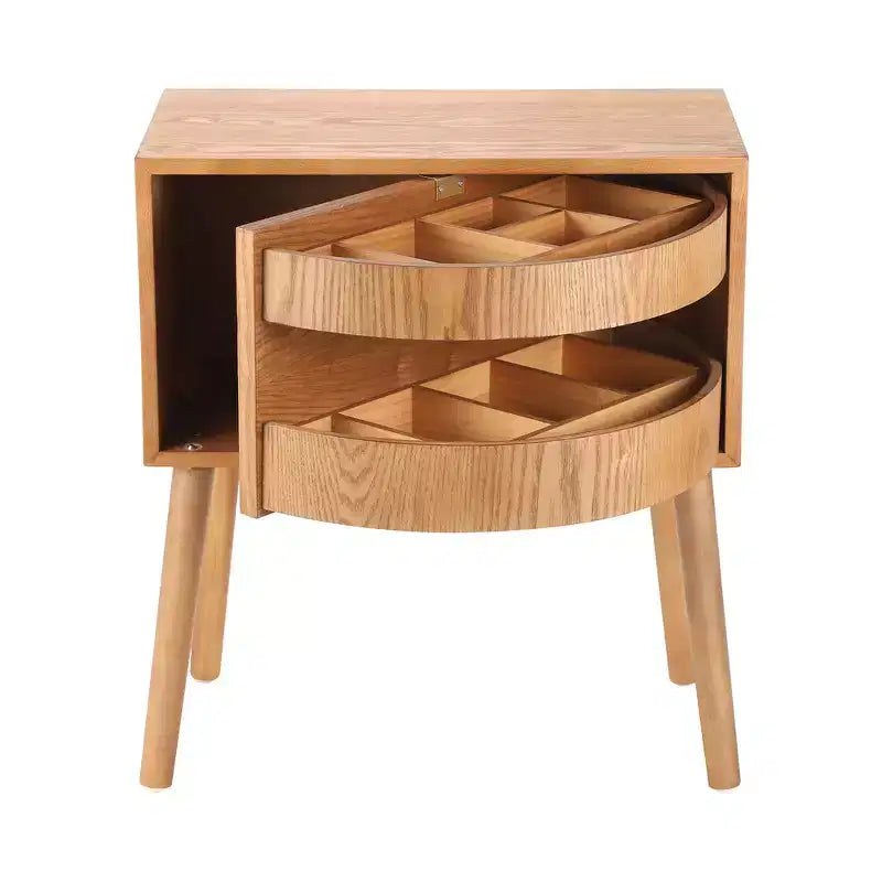 Table de chevet Whisen en rotin avec tiroir basculant et compartiments cachés, pieds hauts pour chambre et salon