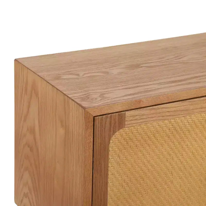 Table de chevet Whisen en rotin avec tiroir basculant et compartiments cachés, pieds hauts pour chambre et salon