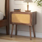 Table de chevet Whisen en rotin avec tiroir basculant et compartiments cachés, pieds hauts pour chambre et salon