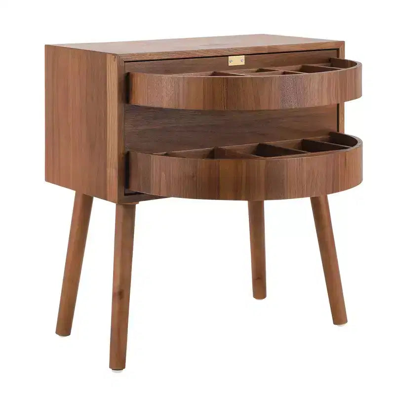 Table de chevet Whisen en rotin avec tiroir basculant et compartiments cachés, pieds hauts pour chambre et salon