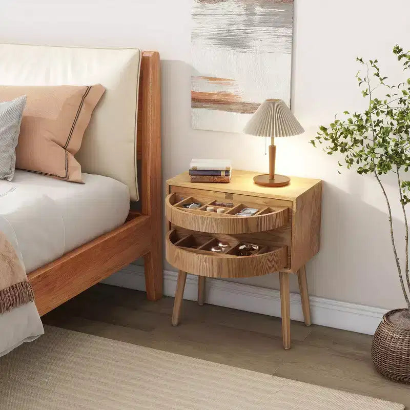 Table de chevet Whisen en rotin avec tiroir basculant et compartiments cachés, pieds hauts pour chambre et salon