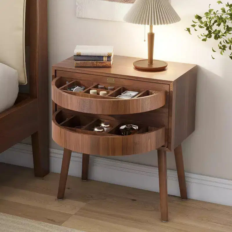 Table de chevet Whisen en rotin avec tiroir basculant et compartiments cachés, pieds hauts pour chambre et salon