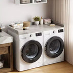 Comptoir Lave-linge Sèche-linge, Plan de Travail pour Lave-linge et Sèche-linge avec Patins Antidérapants et Rails de Bord Arrondis, 54,3 x 27,6, Organisation de Buanderie