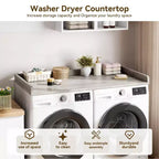 Comptoir Lave-linge Sèche-linge, Plan de Travail pour Lave-linge et Sèche-linge avec Patins Antidérapants et Rails de Bord Arrondis, 54,3 x 27,6, Organisation de Buanderie
