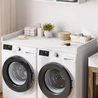Comptoir Lave-linge Sèche-linge, Plan de Travail pour Lave-linge et Sèche-linge avec Patins Antidérapants et Rails de Bord Arrondis, 54,3 x 27,6, Organisation de Buanderie