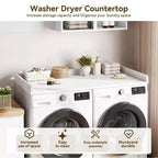 Comptoir Lave-linge Sèche-linge, Plan de Travail pour Lave-linge et Sèche-linge avec Patins Antidérapants et Rails de Bord Arrondis, 54,3 x 27,6, Organisation de Buanderie