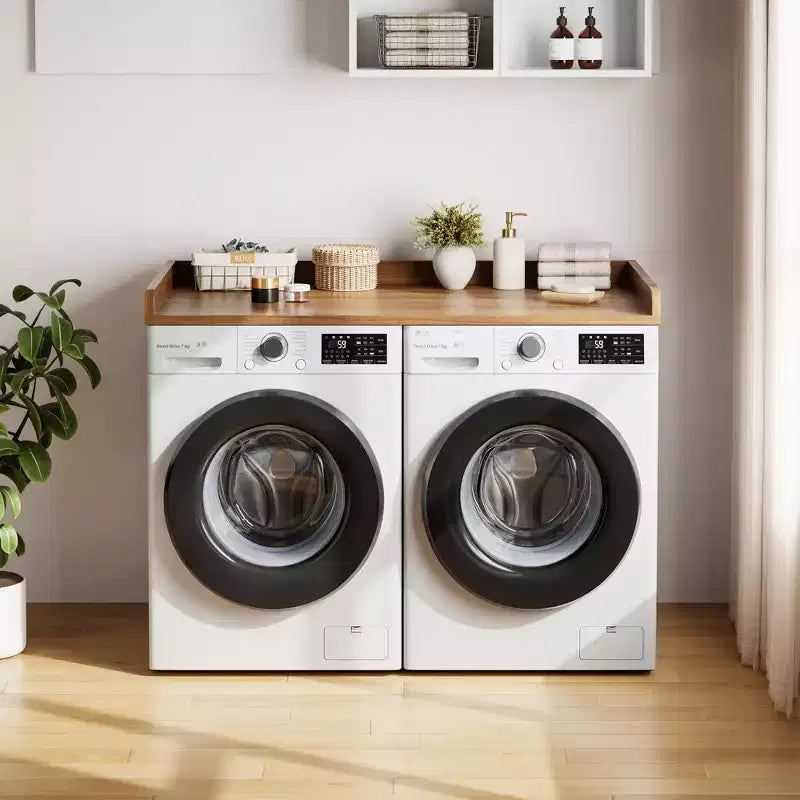 Comptoir Lave-linge Sèche-linge, Plan de Travail pour Lave-linge et Sèche-linge avec Patins Antidérapants et Rails de Bord Arrondis, 54,3 x 27,6, Organisation de Buanderie