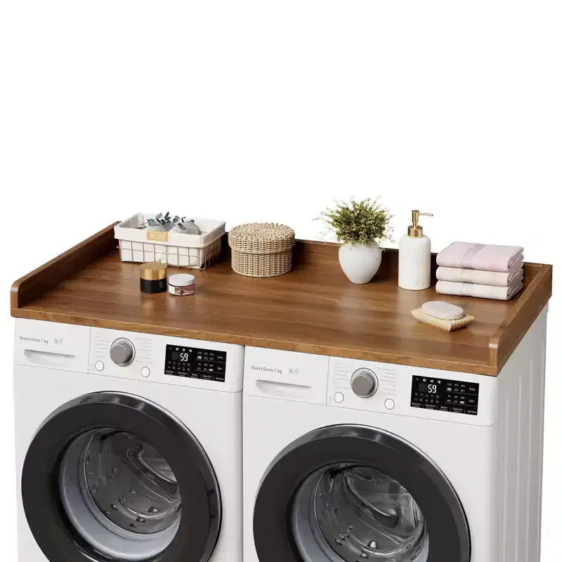 Comptoir Lave-linge Sèche-linge, Plan de Travail pour Lave-linge et Sèche-linge avec Patins Antidérapants et Rails de Bord Arrondis, 54,3 x 27,6, Organisation de Buanderie