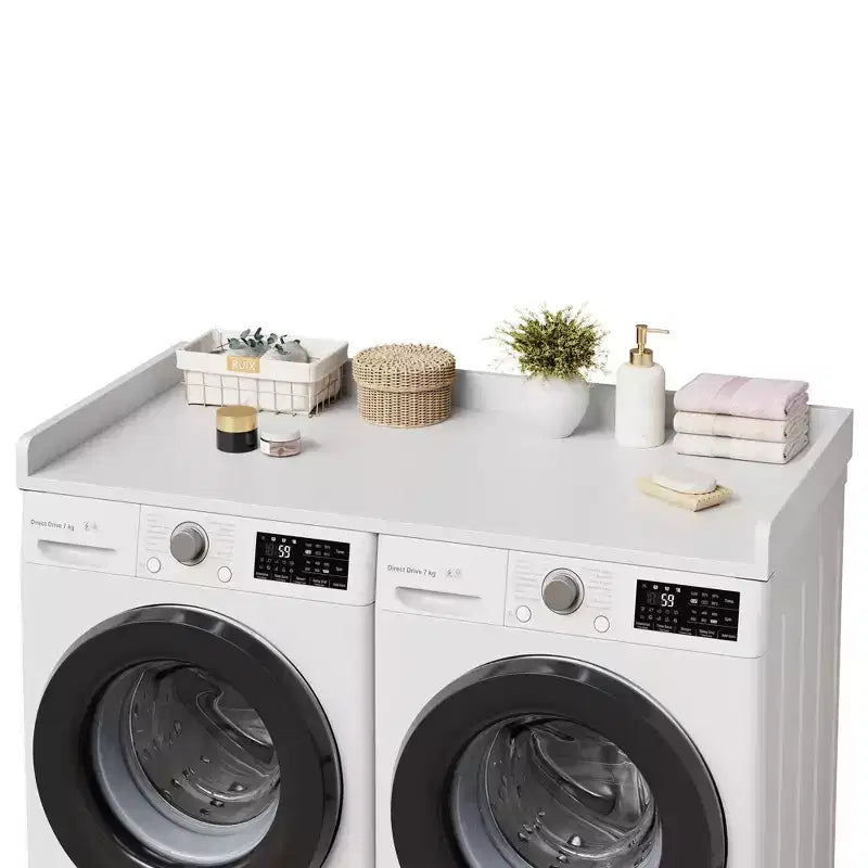 Comptoir Lave-linge Sèche-linge, Plan de Travail pour Lave-linge et Sèche-linge avec Patins Antidérapants et Rails de Bord Arrondis, 54,3 x 27,6, Organisation de Buanderie