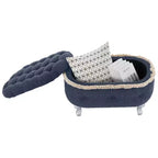 Banc de rangement capitonné Whisen 29,5'' avec détails à pompons, revêtement en tissu doux pour chambre et entrée
