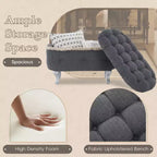 Banc de rangement capitonné Whisen 29,5'' avec détails à pompons, revêtement en tissu doux pour chambre et entrée