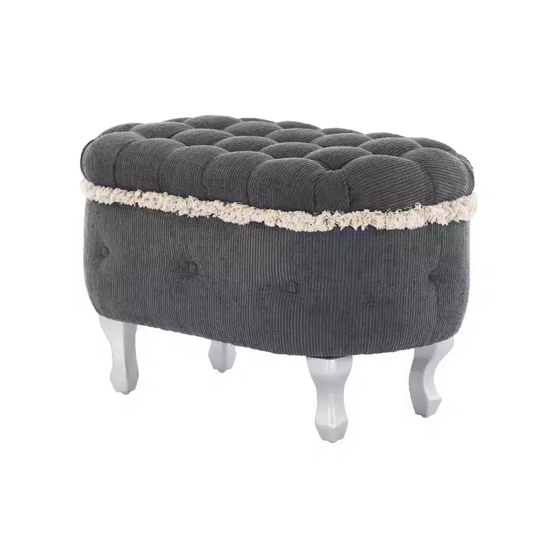 Banc de rangement capitonné Whisen 29,5'' avec détails à pompons, revêtement en tissu doux pour chambre et entrée