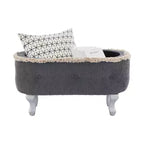 Banc de rangement capitonné Whisen 29,5'' avec détails à pompons, revêtement en tissu doux pour chambre et entrée