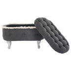 Banc de rangement capitonné Whisen 29,5'' avec détails à pompons, revêtement en tissu doux pour chambre et entrée