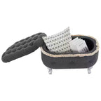 Banc de rangement capitonné Whisen 29,5'' avec détails à pompons, revêtement en tissu doux pour chambre et entrée