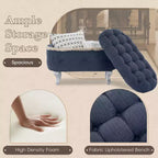Banc de rangement capitonné Whisen 29,5'' avec détails à pompons, revêtement en tissu doux pour chambre et entrée