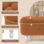 Banc de rangement capitonné Whisen 29,5'' avec détails à pompons, revêtement en tissu doux pour chambre et entrée