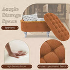 Banc de rangement capitonné Whisen 29,5'' avec détails à pompons, revêtement en tissu doux pour chambre et entrée