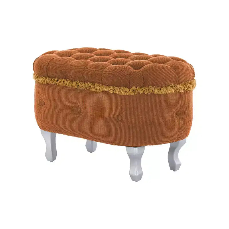 Banc de rangement capitonné Whisen 29,5'' avec détails à pompons, revêtement en tissu doux pour chambre et entrée