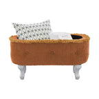 Banc de rangement capitonné Whisen 29,5'' avec détails à pompons, revêtement en tissu doux pour chambre et entrée