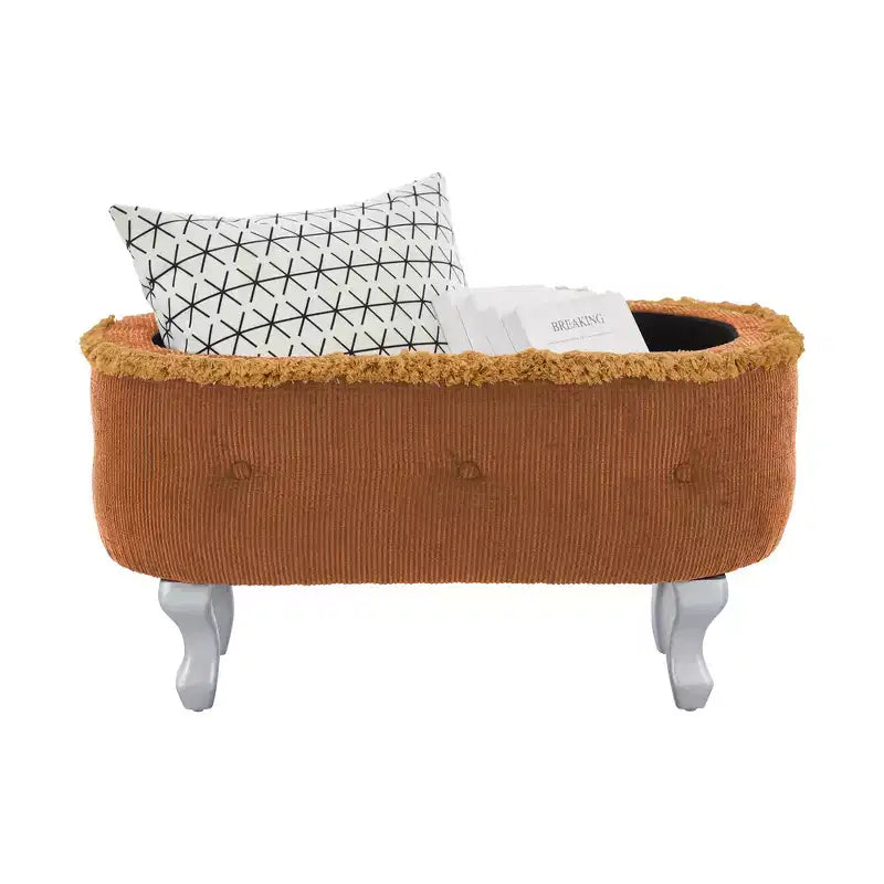 Banc de rangement capitonné Whisen 29,5'' avec détails à pompons, revêtement en tissu doux pour chambre et entrée