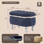 Banc de rangement capitonné Whisen 29,5'' avec détails à pompons, revêtement en tissu doux pour chambre et entrée