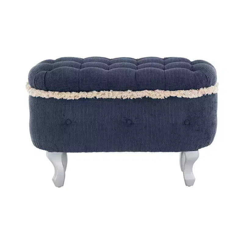 Banc de rangement capitonné Whisen 29,5'' avec détails à pompons, revêtement en tissu doux pour chambre et entrée