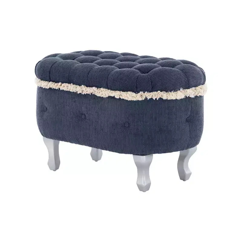 Banc de rangement capitonné Whisen 29,5'' avec détails à pompons, revêtement en tissu doux pour chambre et entrée