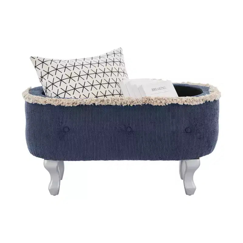 Banc de rangement capitonné Whisen 29,5'' avec détails à pompons, revêtement en tissu doux pour chambre et entrée
