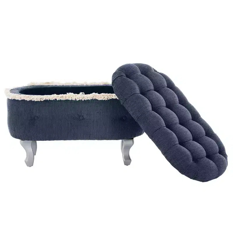Banc de rangement capitonné Whisen 29,5'' avec détails à pompons, revêtement en tissu doux pour chambre et entrée