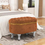 Banc de rangement capitonné Whisen 29,5'' avec détails à pompons, revêtement en tissu doux pour chambre et entrée