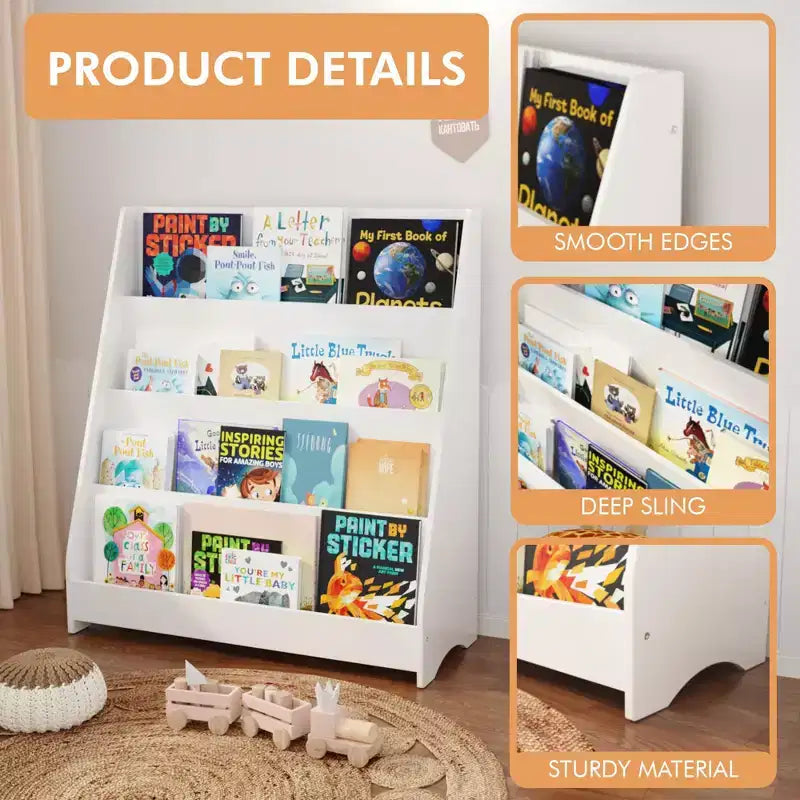 GDFStudio Zee Étagère à Livres Moderne à 4 Niveaux pour Enfants