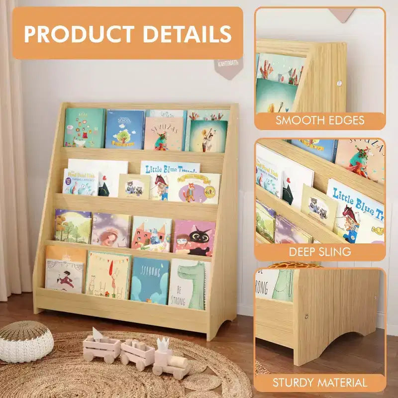 GDFStudio Zee Étagère à Livres Moderne à 4 Niveaux pour Enfants