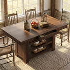 60 Counter Height Dining Table with 2 Drawers, 4-Tier Wooden Kitchen Island Table, Modern Coffee Bar Table for Kitchen, Bar & Entertaining