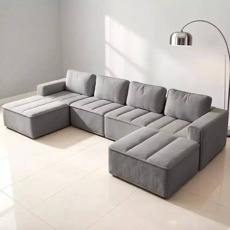 Canapé modulaire de compression Dyonery en peau d'agneau, combinable de manière flexible et adapté à quatre personnes, ne nécessitant aucun assemblage.