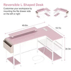 49 L-Shaped Computer Desk with LED Lights and Power Outlet - Reversible Corner Gaming Table with Monitor Stand & Storage Shelves