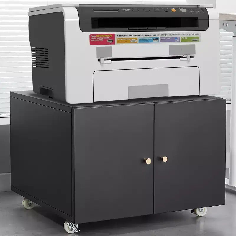 Modern Steel Printer Cabinet with Lockable Casters, File Cabinet, Storage Organizer