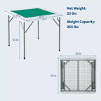 Table de Mahjong Pliante pour 4 Joueurs. Plateau Vert Résistant à l'Usure. Table de Jeu Carrée Portable avec Porte-Gobelets et Bacs à Jetons pour Domino et Puzzles.