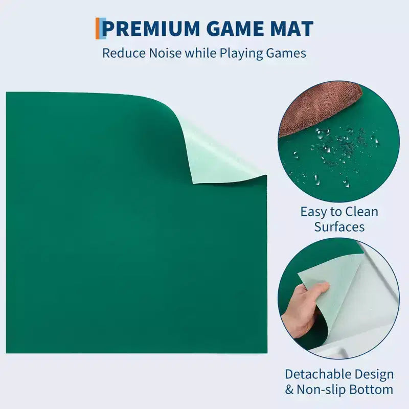 Table de Mahjong Pliante pour 4 Joueurs. Plateau Vert Résistant à l'Usure. Table de Jeu Carrée Portable avec Porte-Gobelets et Bacs à Jetons pour Domino et Puzzles.