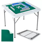 Table de Mahjong Pliante pour 4 Joueurs. Plateau Vert Résistant à l'Usure. Table de Jeu Carrée Portable avec Porte-Gobelets et Bacs à Jetons pour Domino et Puzzles.