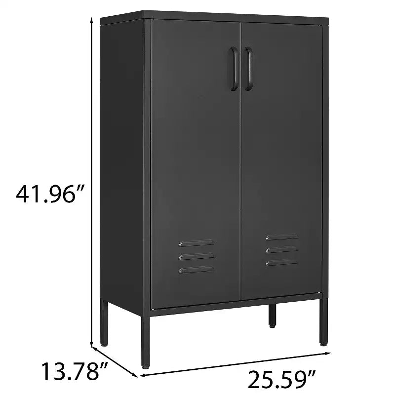 Armoire de rangement multifonctionnelle en acier avec 2 portes et 2 étagères réglables pour la maison, le garage et le bureau