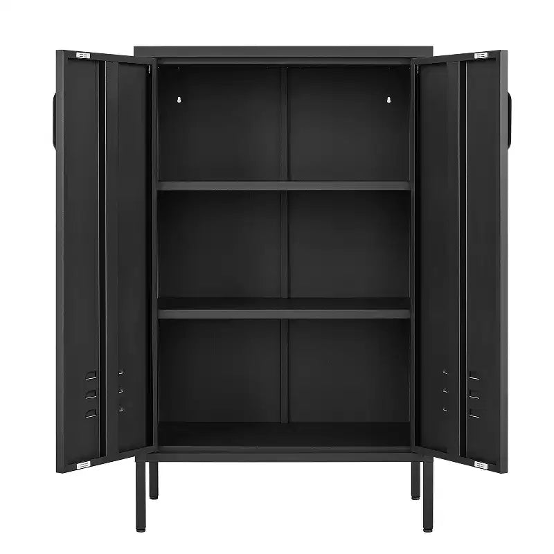 Armoire de rangement multifonctionnelle en acier avec 2 portes et 2 étagères réglables pour la maison, le garage et le bureau