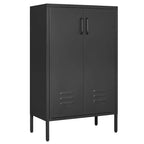Armoire de rangement multifonctionnelle en acier avec 2 portes et 2 étagères réglables pour la maison, le garage et le bureau