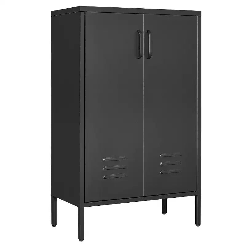 Armoire de rangement multifonctionnelle en acier avec 2 portes et 2 étagères réglables pour la maison, le garage et le bureau