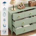 Commode industrielle moderne cannelée à 7 tiroirs en bois, avec design anti-basculement et poignées métalliques, pour chambre à coucher et salon