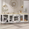 90 Inch Large Dog Crate Furniture, Feeding Station, Storage, Furniture-Style, for Living Room, Home
