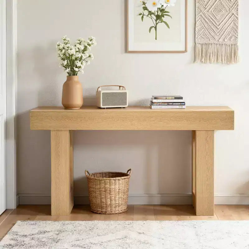 VEVOR Console 63 po, Bureau de ferme derrière le canapé, Bureau d'entrée rectangulaire en bois, Table de canapé longue et étroite, Support d'appoint, Couleur bois